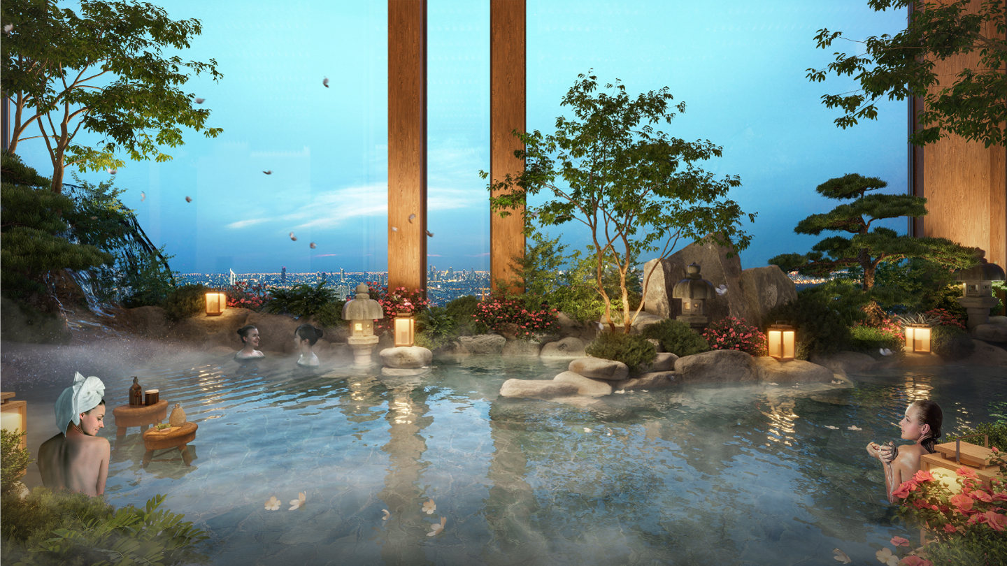 phối cảnh suối nóng shizen home